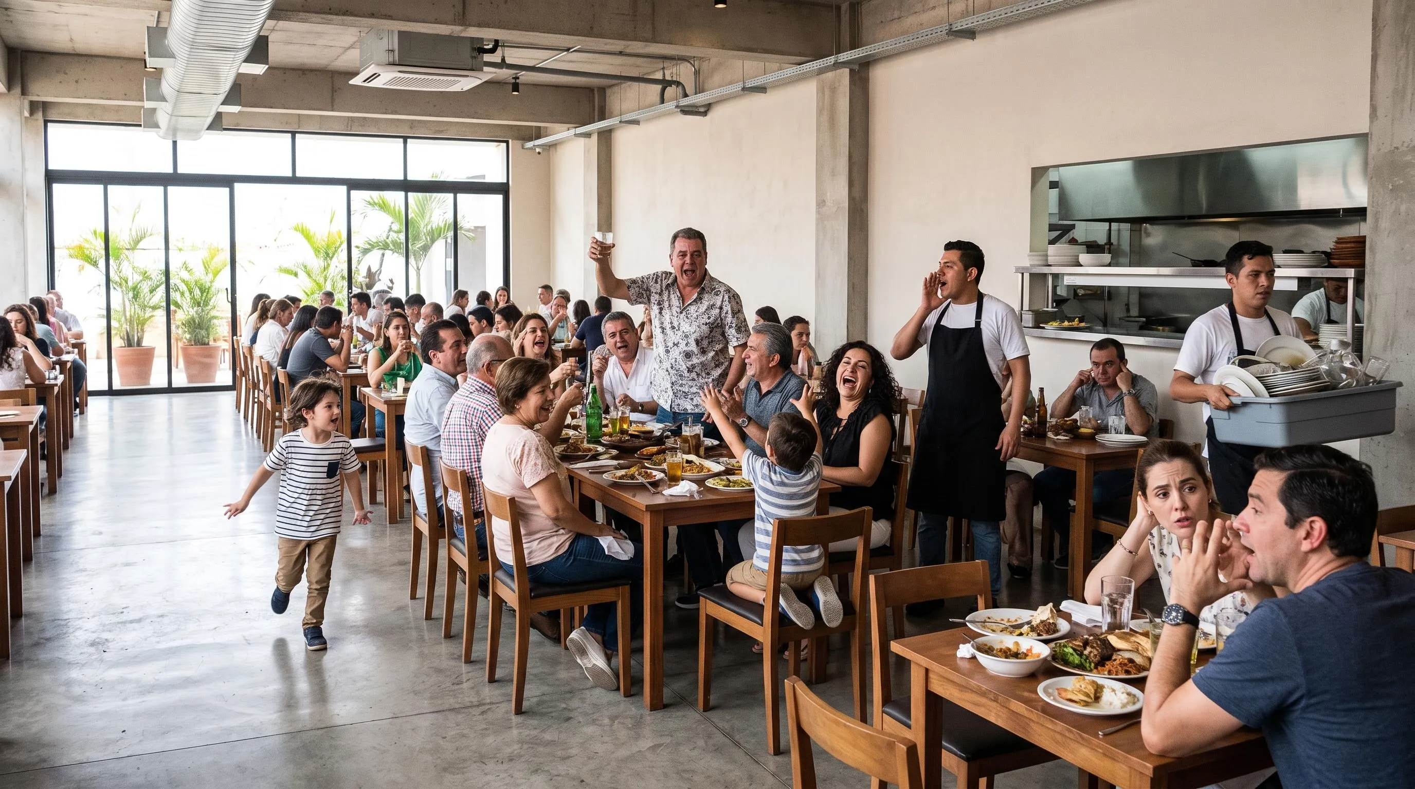 Restaurante sin tratamiento acústico